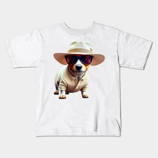 The High Life: Billionaire Dachshund in a White Fedora Tee Kids T-Shirt